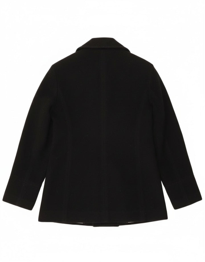 Calvin Klein Womens Pea Coat UK 4 Small Black Wool