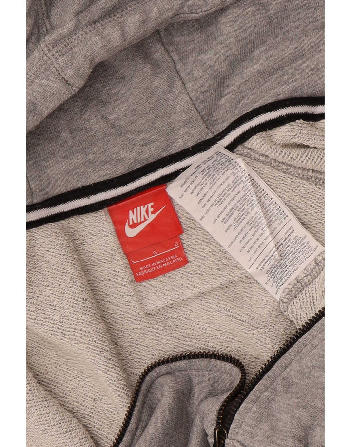Nike Mens Zip Hoodie Sweater Large Grey Cotton