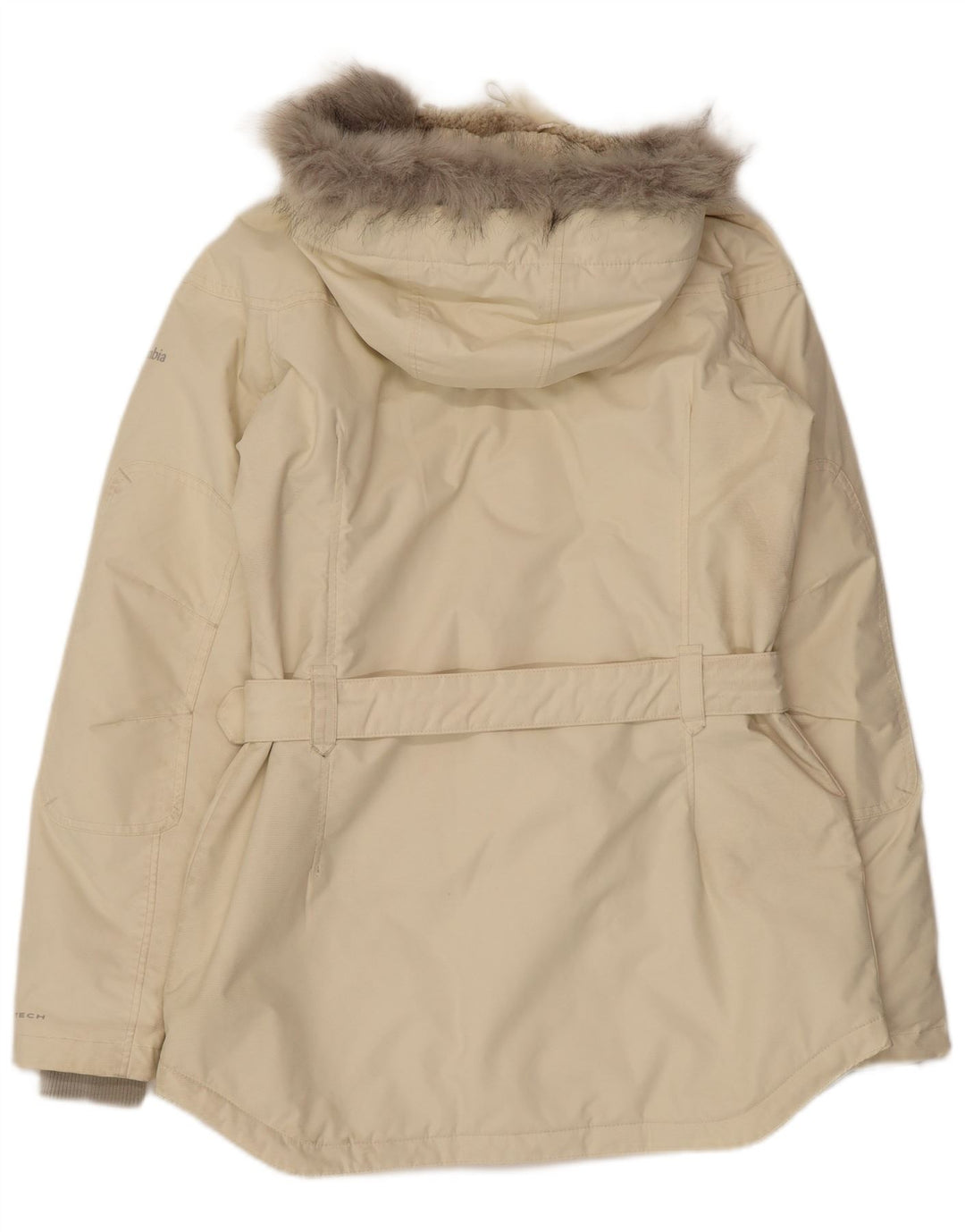 COLUMBIA Womens Hooded Windbreaker Coat UK 14 Medium Off White Nylon