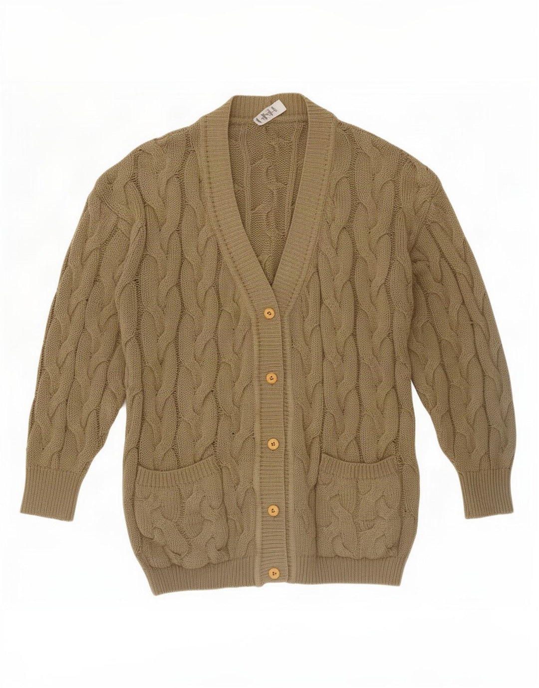 Gispa Womens Relaxed Fit Cardigan Sweater US 10 Large Khaki