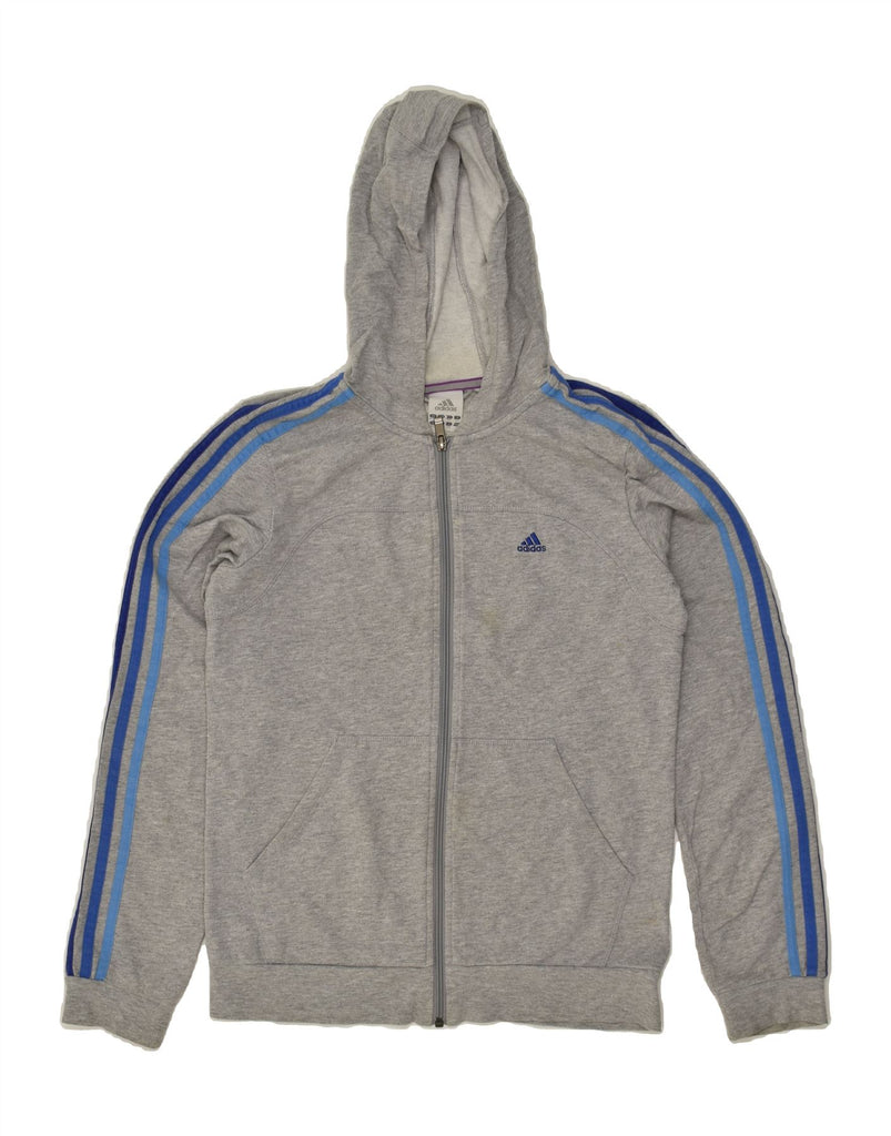 ADIDAS Boys Zip Hoodie Sweater 15-16 Years Grey Cotton | Vintage Adidas | Thrift | Second-Hand Adidas | Used Clothing | Messina Hembry 