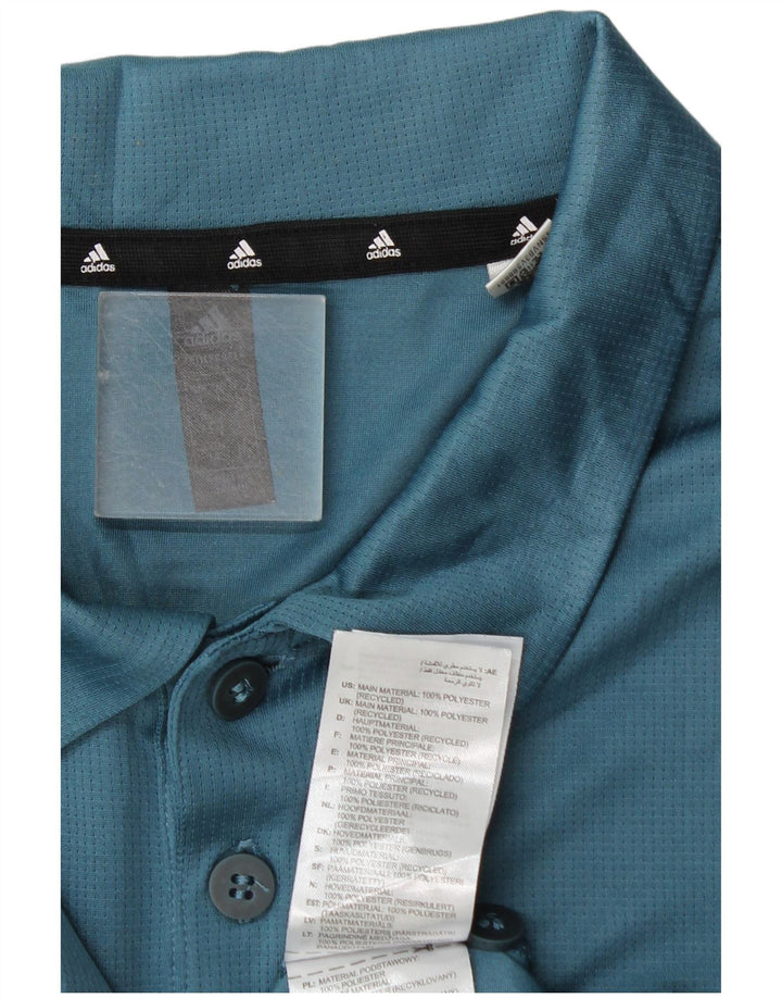 Adidas Mens Aeroready Polo Shirt Large Blue Polyester