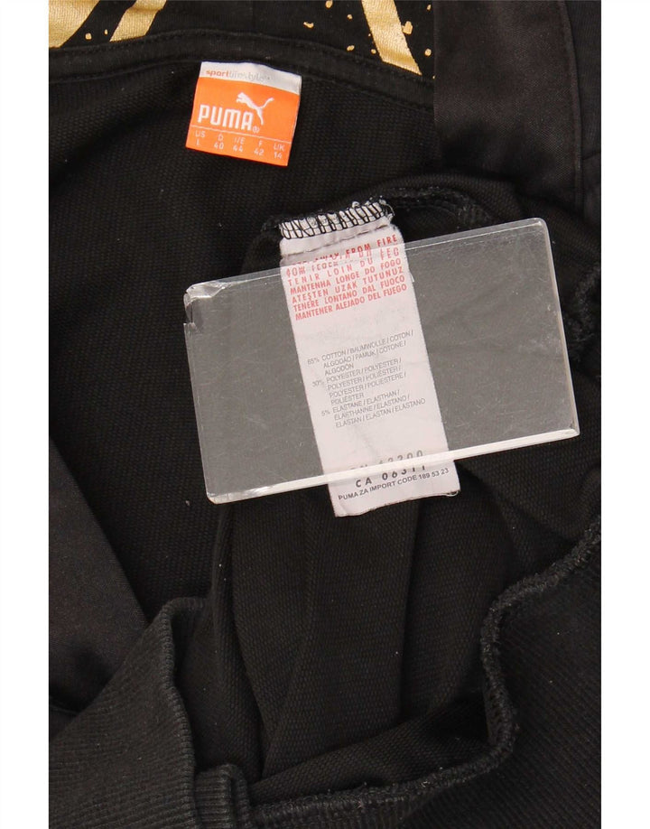 Puma Womens Hoodie Jumper UK 14 Medium Black Cotton