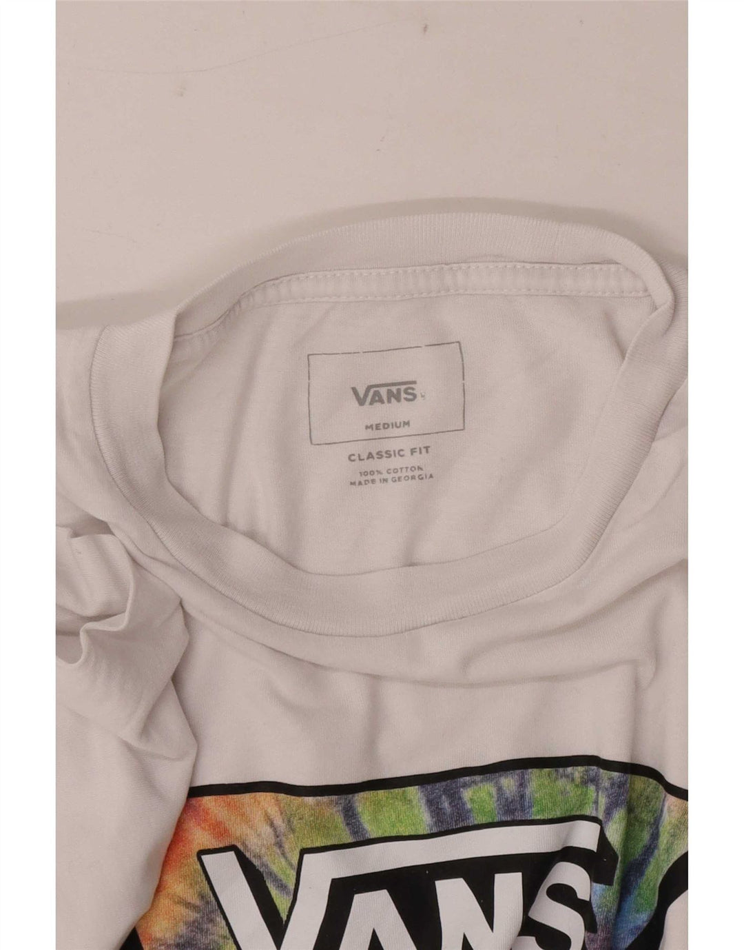 Vans Mens Classic Fit Graphic T-Shirt Top Medium White Cotton