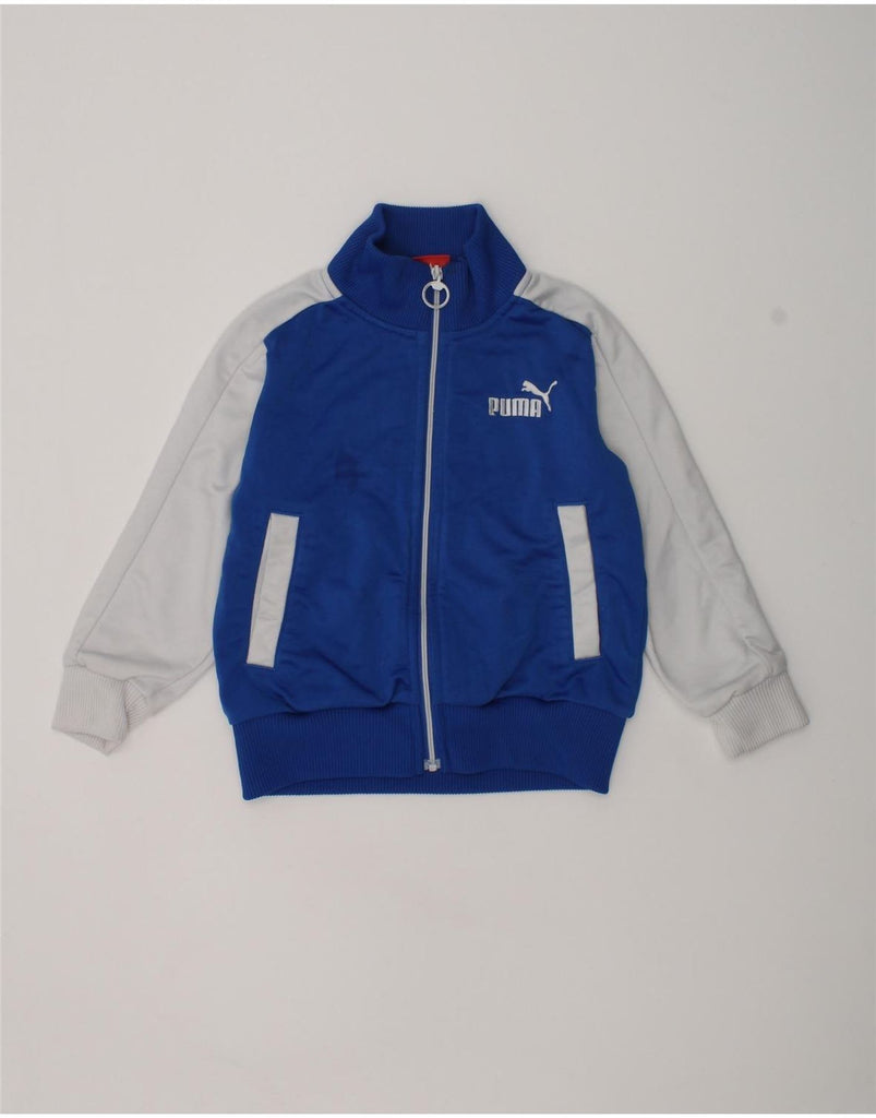 PUMA Baby Boys Graphic Tracksuit Top Jacket 18-24 Months Blue Colourblock | Vintage Puma | Thrift | Second-Hand Puma | Used Clothing | Messina Hembry 