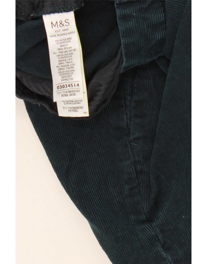 Marks & Spencer Mens Straight Regular Corduroy Trousers W36 L29 Green