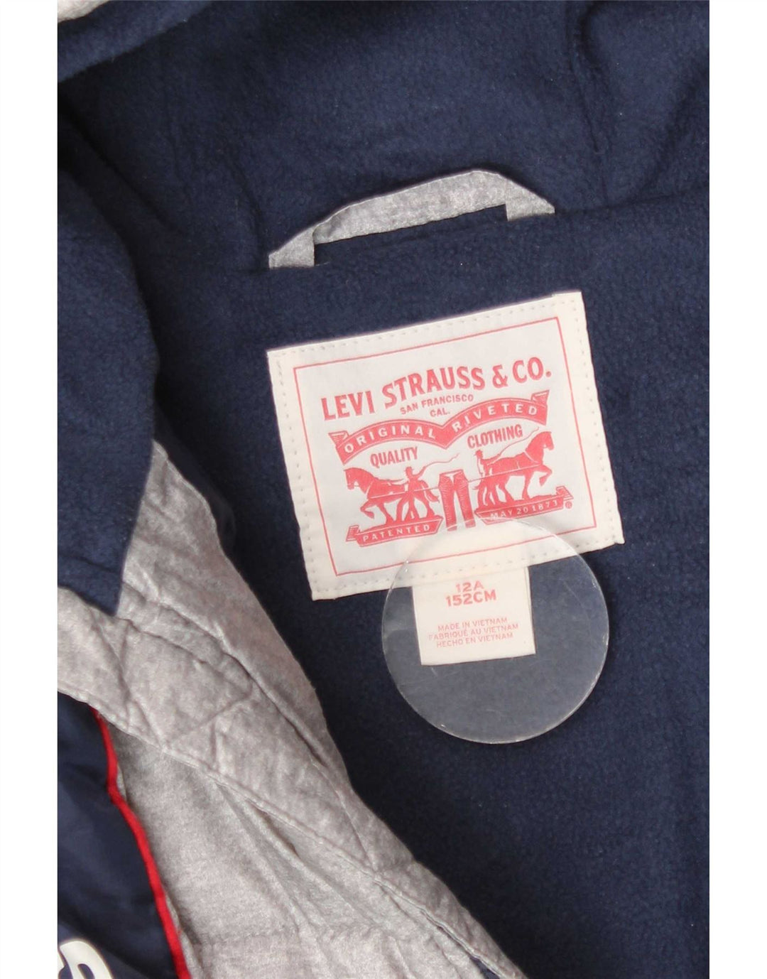 Levi's Boys Graphic Hooded Padded Jacket 11-12 Years Grey Colourblock