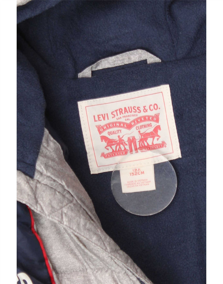 Levi's Boys Graphic Hooded Padded Jacket 11-12 Years Grey Colourblock