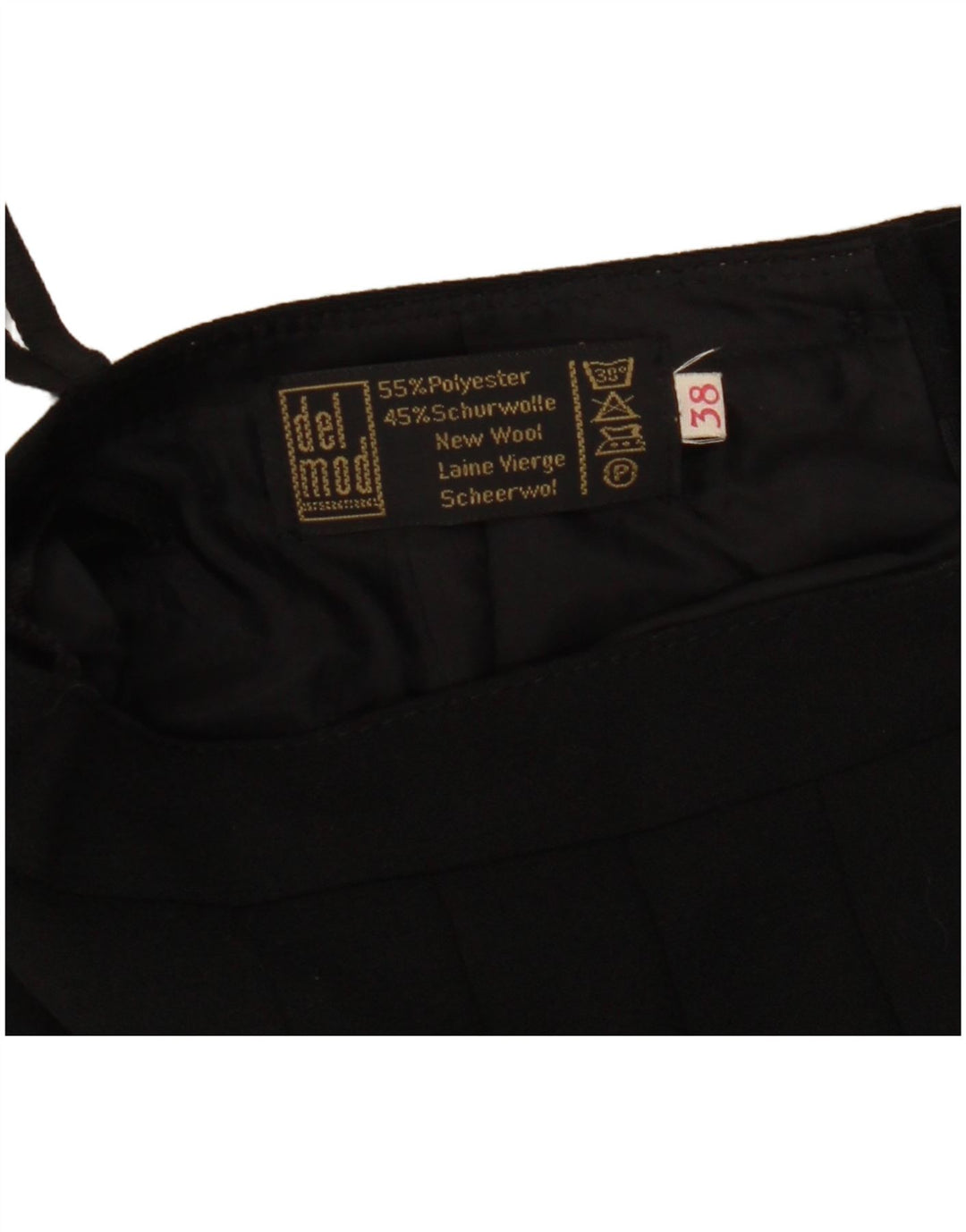 Del Mod Womens High Waist Pleated Skirt EU 38 Medium W27 Black Polyester