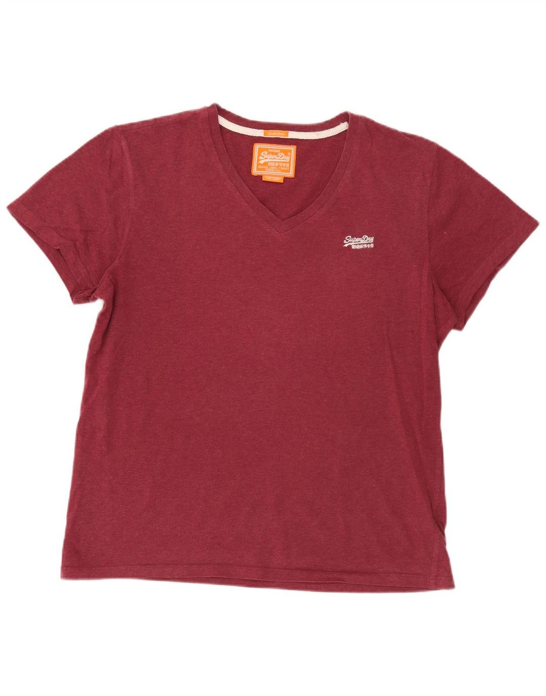 Superdry Mens T-Shirt Top Large Burgundy Cotton