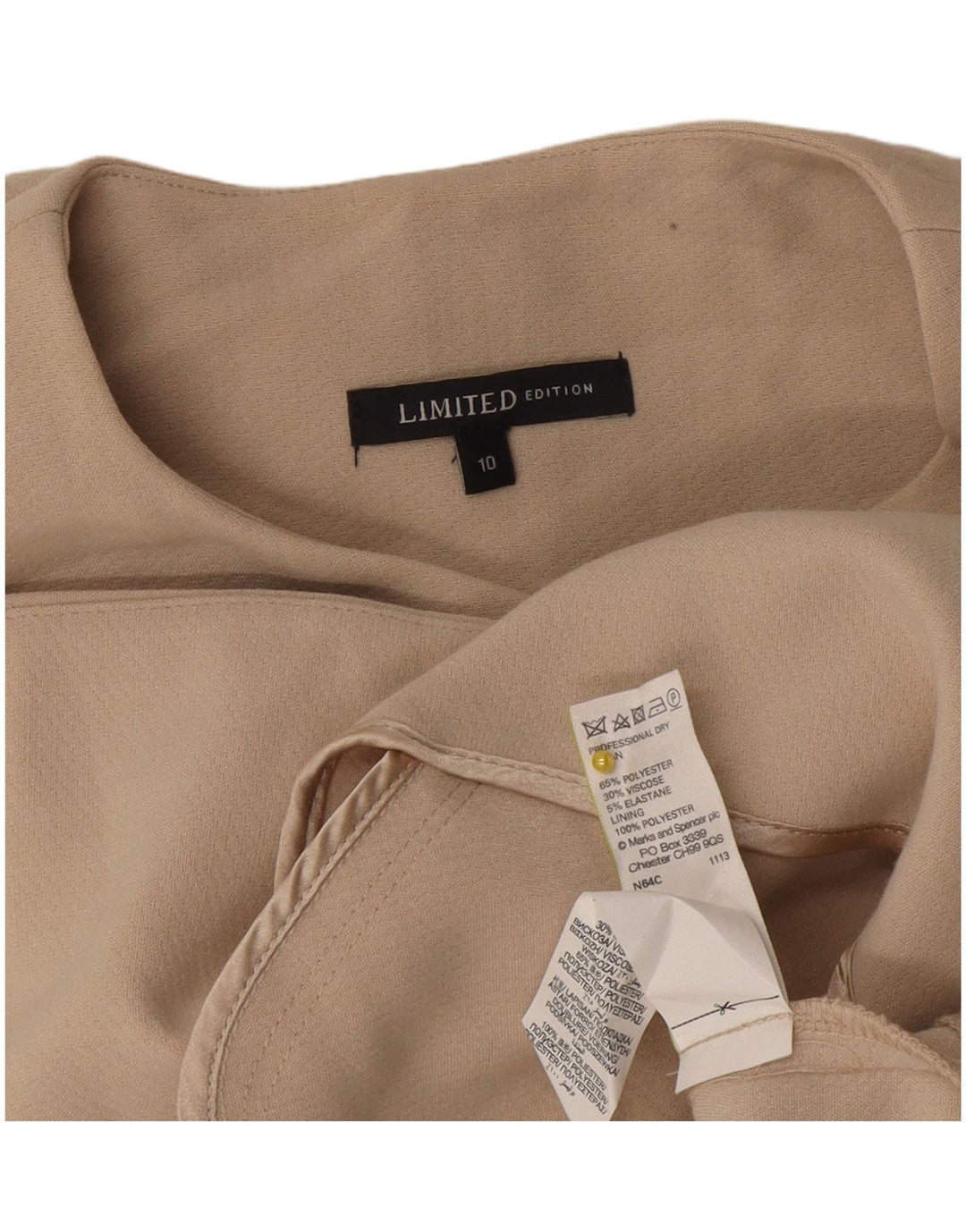 Marks & Spencer Womens Longline Sleeveless Blazer Jacket UK 10 Small Beige