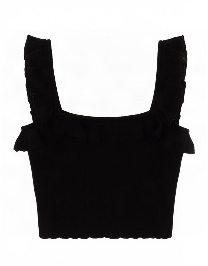 Zara Womens Crop Top UK 8 Small Black Viscose