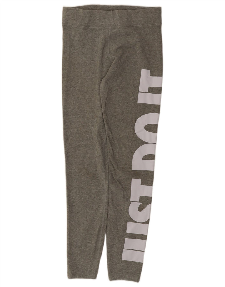 Nike Womens Graphic Leggings UK 12 Medium  Grey Cotton