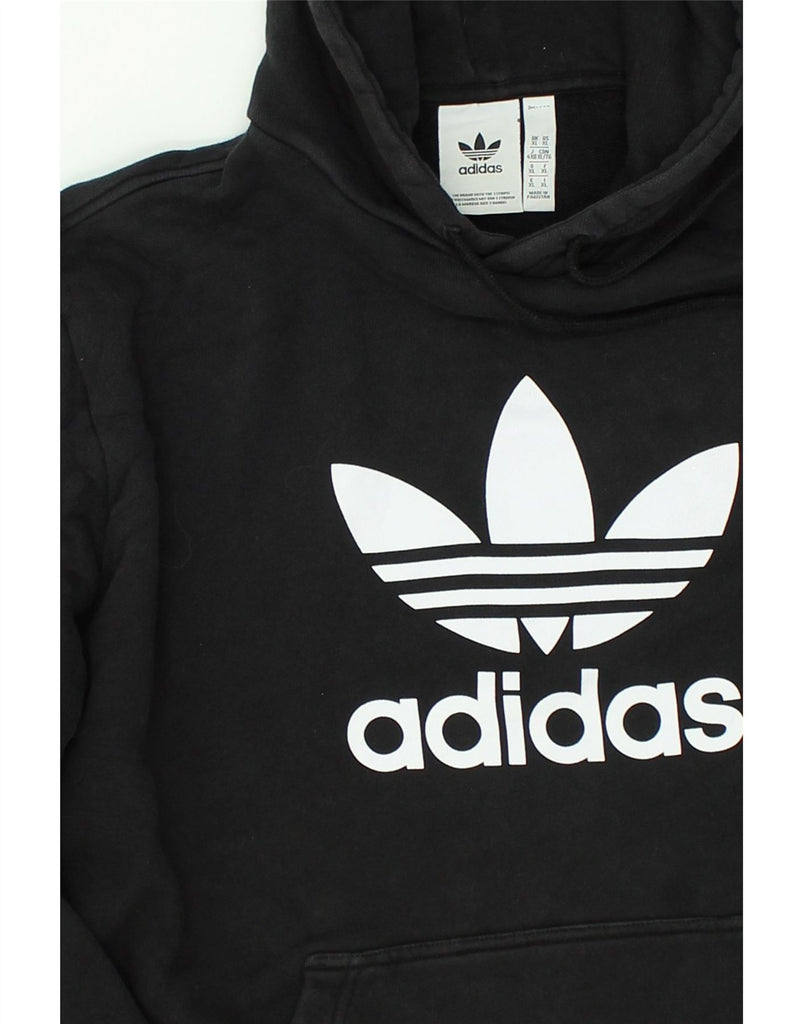 ADIDAS Mens Graphic Hoodie Jumper XL Black Cotton | Vintage Adidas | Thrift | Second-Hand Adidas | Used Clothing | Messina Hembry 