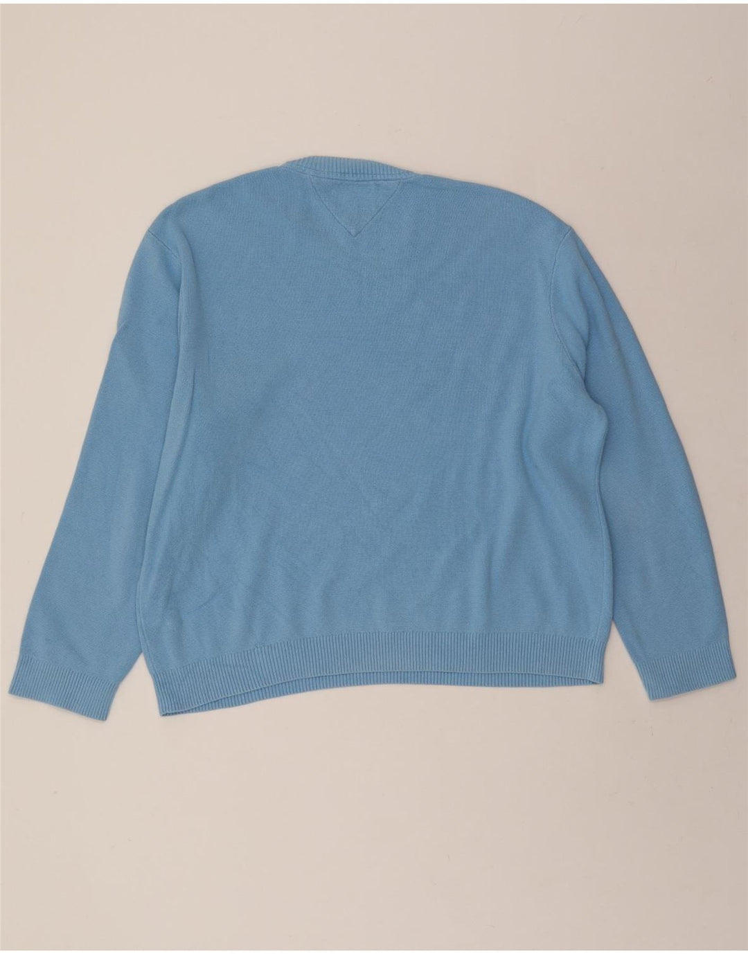 TOMMY HILFIGER Womens Oversized Crew Neck Jumper Sweater UK 16 Large Blue Vintage Tommy Hilfiger and Second-Hand Tommy Hilfiger from Messina Hembry 