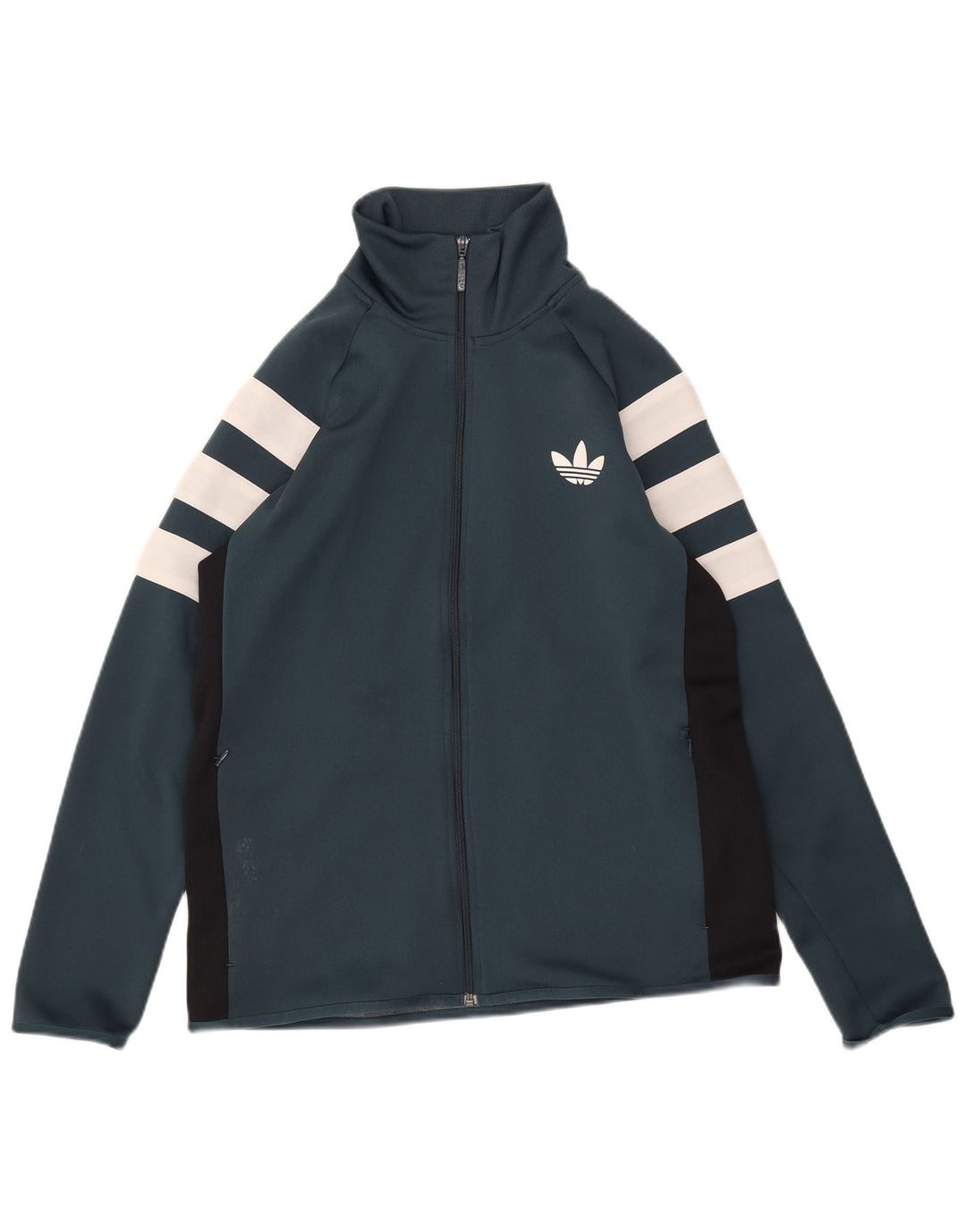 Adidas Mens Tracksuit Top Jacket Large Green Colourblock Polyester