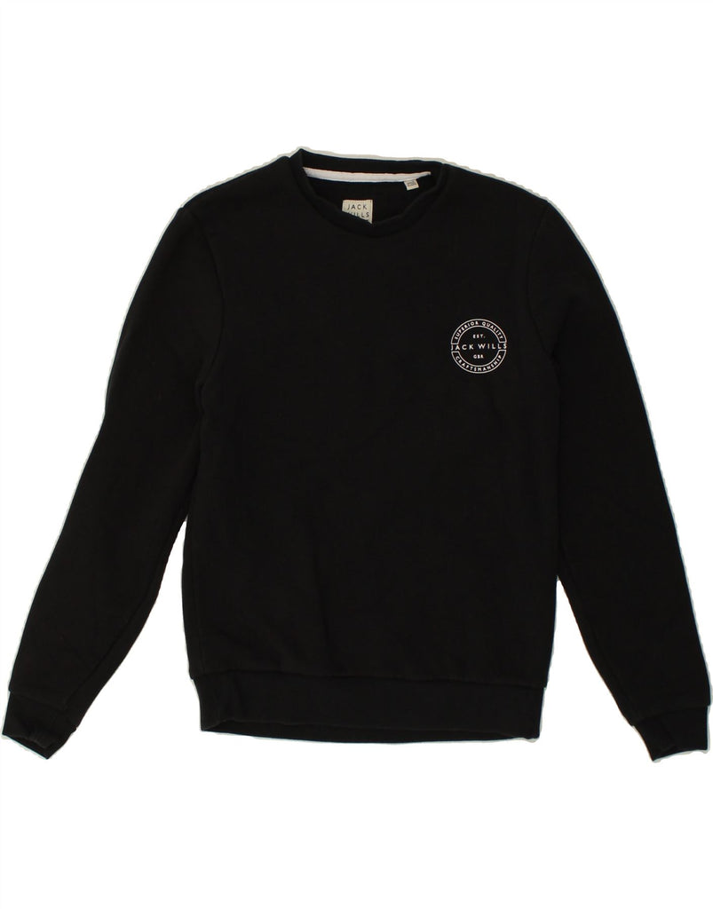 JACK WILLS Mens Sweatshirt Jumper  Small Black Cotton Vintage Jack Wills and Second-Hand Jack Wills from Messina Hembry 