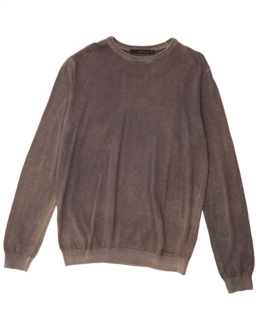 Calvin Klein Jeans Mens Boat Neck Jumper Sweater XL Grey Cotton