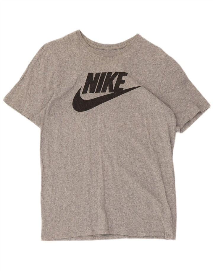 NIKE Mens Graphic T-Shirt Top Medium Grey Cotton