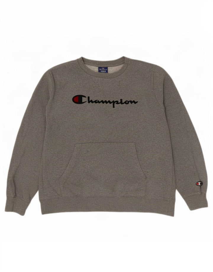 Champion Mens Graphic Sweatshirt Jumper Medium Grey Flecked