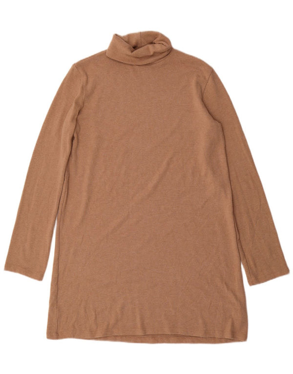 Zara Womens Jumper Dress UK 14 Medium Brown Polyester