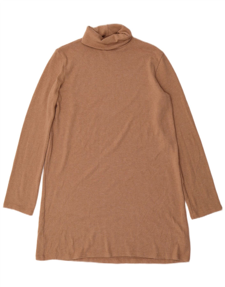 Zara Womens Jumper Dress UK 14 Medium Brown Polyester
