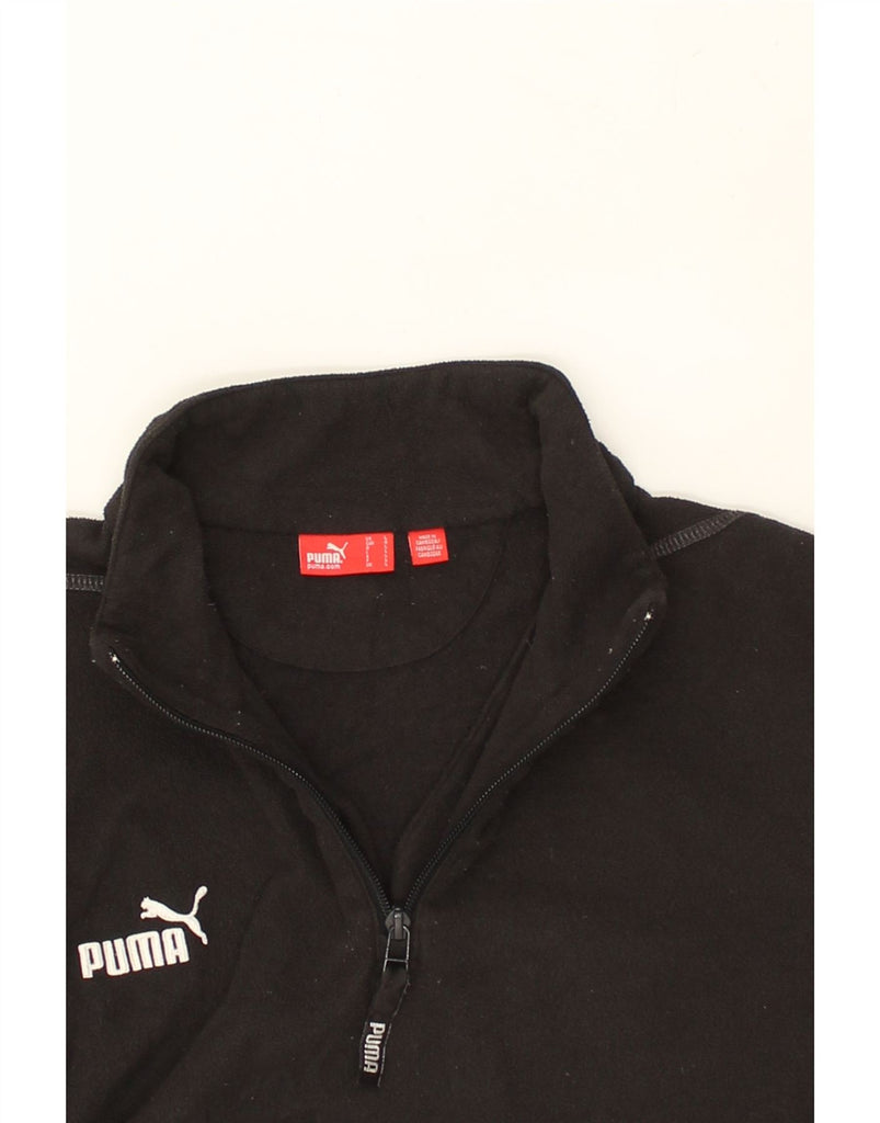 PUMA Mens Zip Neck Fleece Jumper Large Black | Vintage Puma | Thrift | Second-Hand Puma | Used Clothing | Messina Hembry 