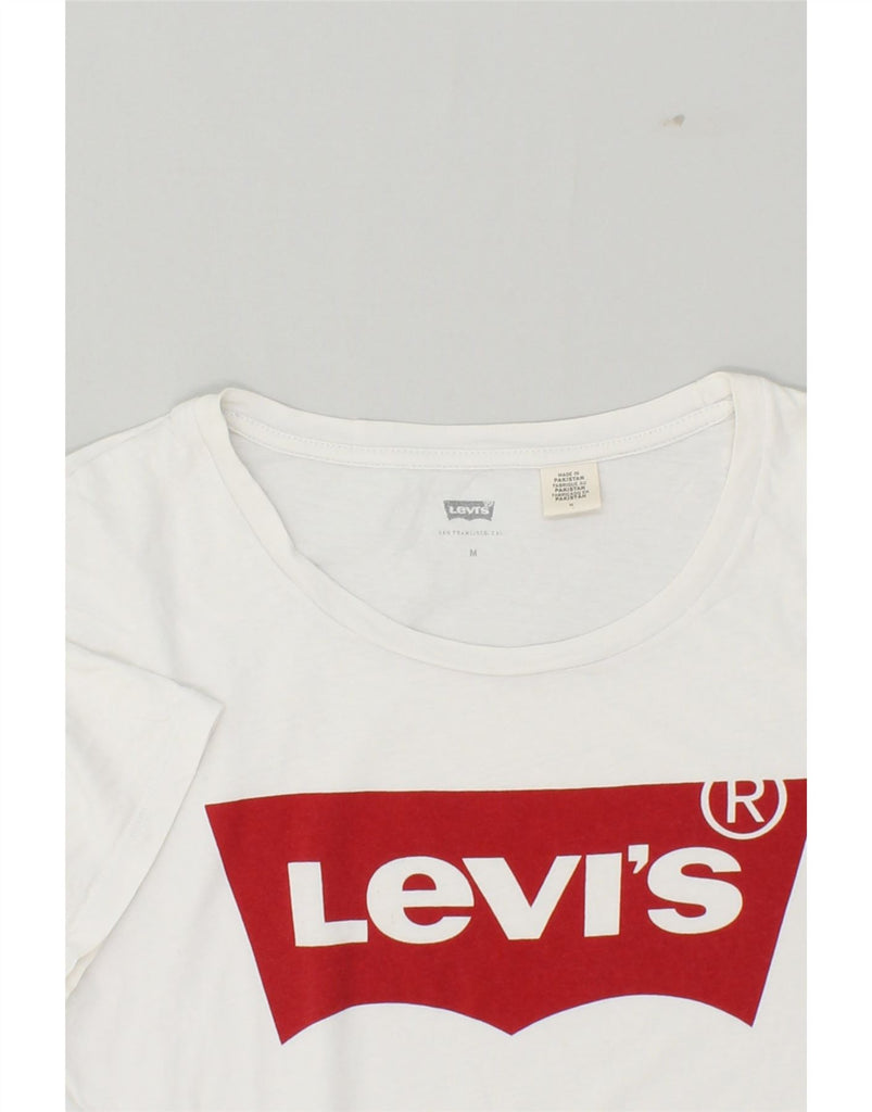 LEVI'S Womens Graphic T-Shirt Top UK 14 Medium White Cotton | Vintage Levi's | Thrift | Second-Hand Levi's | Used Clothing | Messina Hembry 