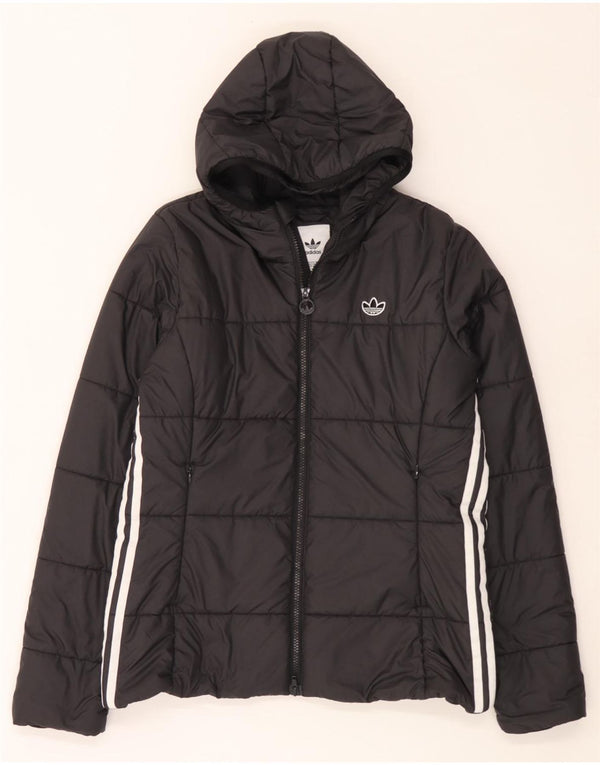 Adidas Womens Hooded Padded Jacket UK 16 Large Black Polyester