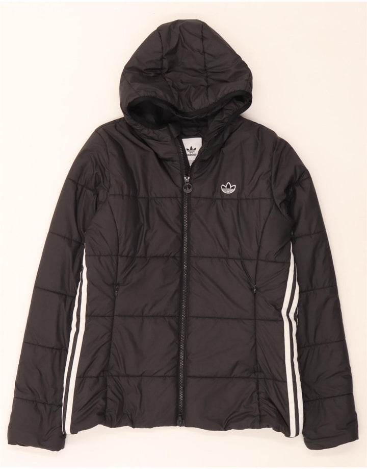 Adidas Womens Hooded Padded Jacket UK 16 Large Black Polyester