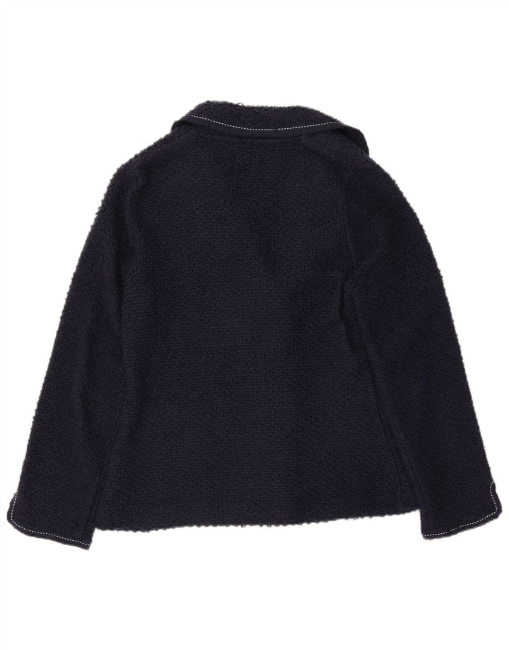 MONSOON Womens 3 Button Blazer Jacket UK 16 Large Navy Blue Acrylic