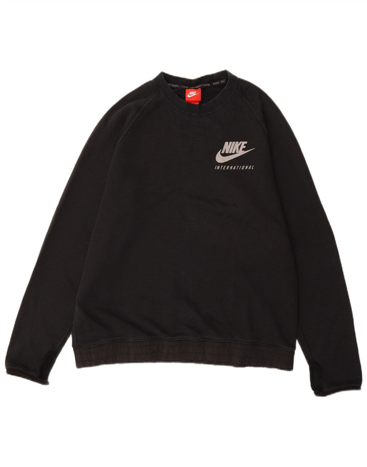 NIKE Mens Sweatshirt Jumper Large Black Striped Cotton