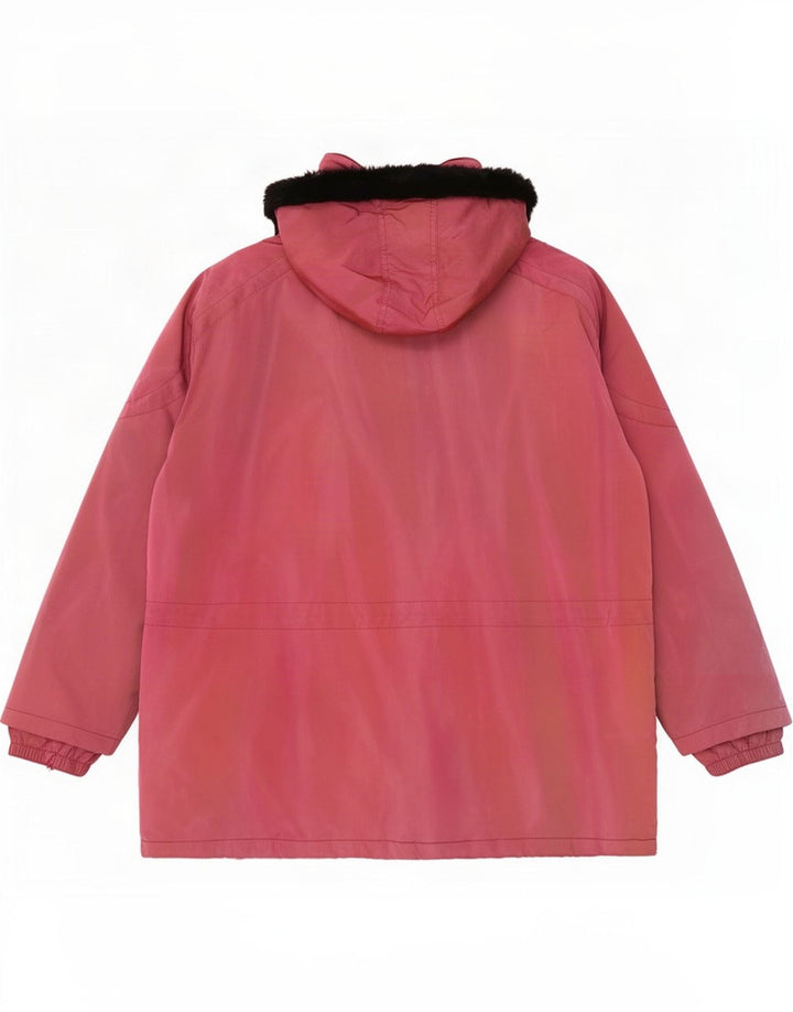 Vintage Womens Hooded Oversized Parka Jacket IT 48 XL Pink Polyamide