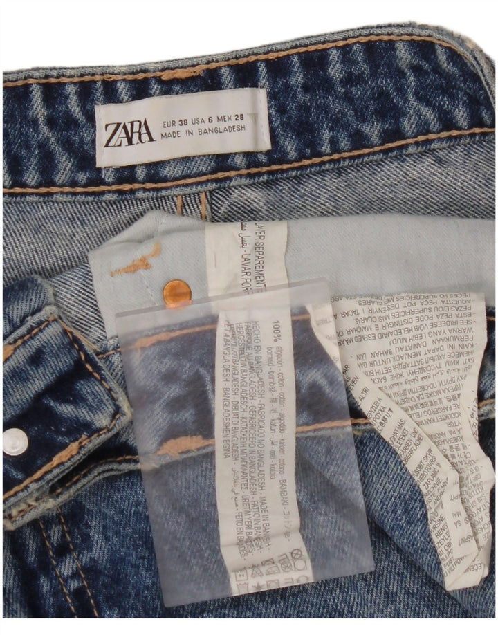 ZARA Womens High Rise Distressed Tapered Jeans EU 38 Small W28 L27 Blue