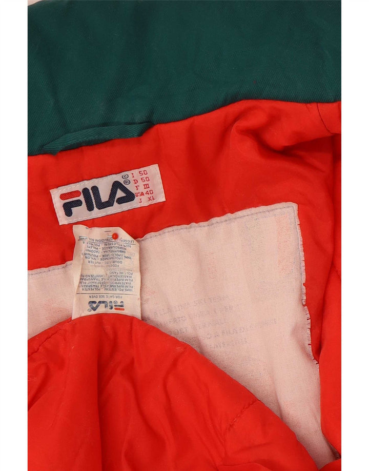 Fila Mens Graphic Ski Jacket IT 50 Large Orange Colourblock Polyester