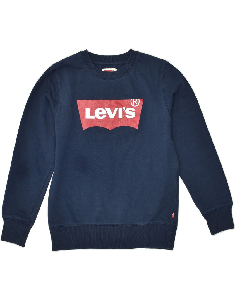 LEVI'S Boys Graphic Sweatshirt Jumper 11-12 Years Navy Blue Cotton | Vintage Levi's | Thrift | Second-Hand Levi's | Used Clothing | Messina Hembry 