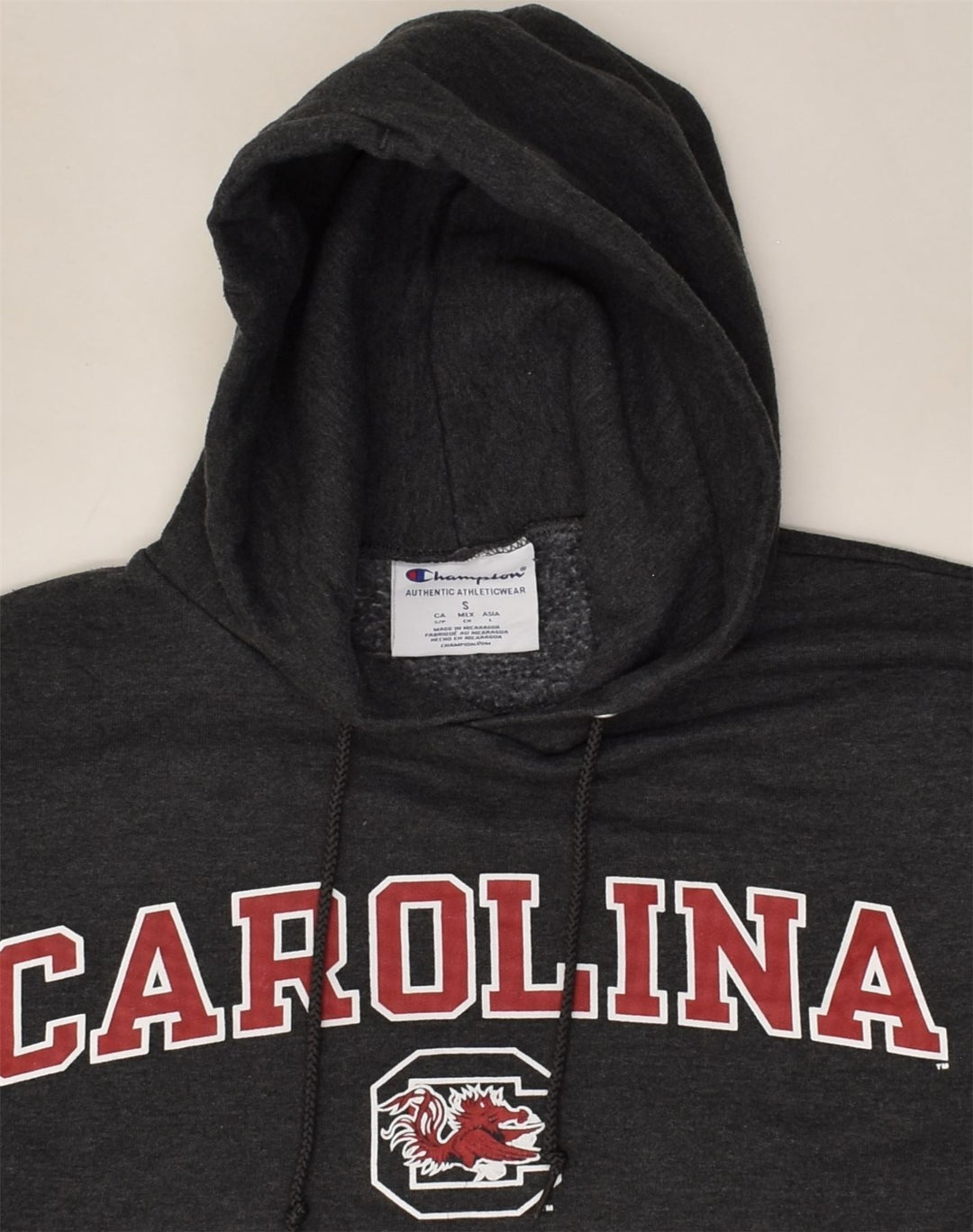 CHAMPION Mens Graphic Hoodie Jumper Small Grey Cotton Vintage Champion and Second-Hand Champion from Messina Hembry 