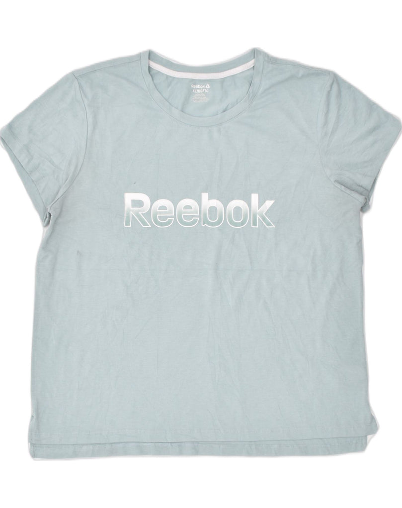 REEBOK Womens Loose Fit Graphic T-Shirt Top UK 18 XL Green Cotton | Vintage | Thrift | Second-Hand | Used Clothing | Messina Hembry 