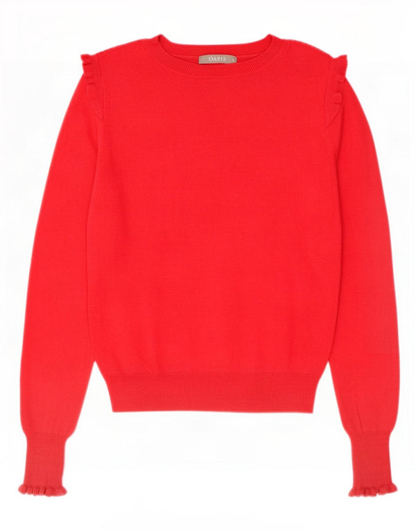 Oasis Womens Boat Neck Jumper Sweater UK 10 Small Red Cotton