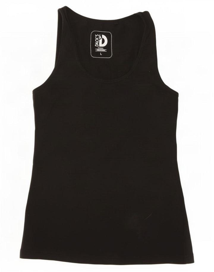 Dack's Womens Vest Top UK 14 Large Black Cotton