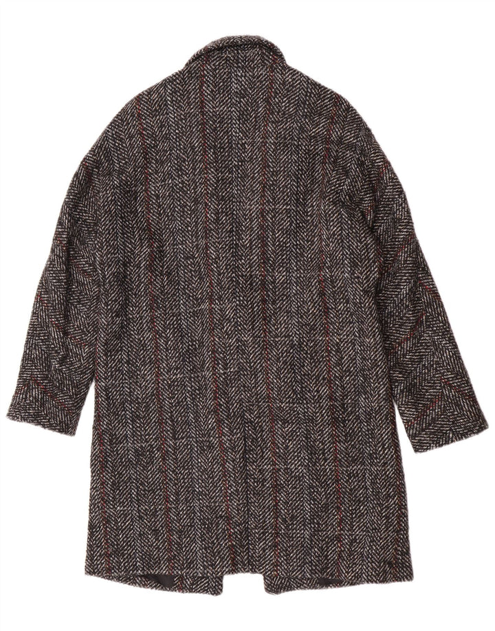 Zara Womens Overcoat UK 14 Medium Grey Check Wool