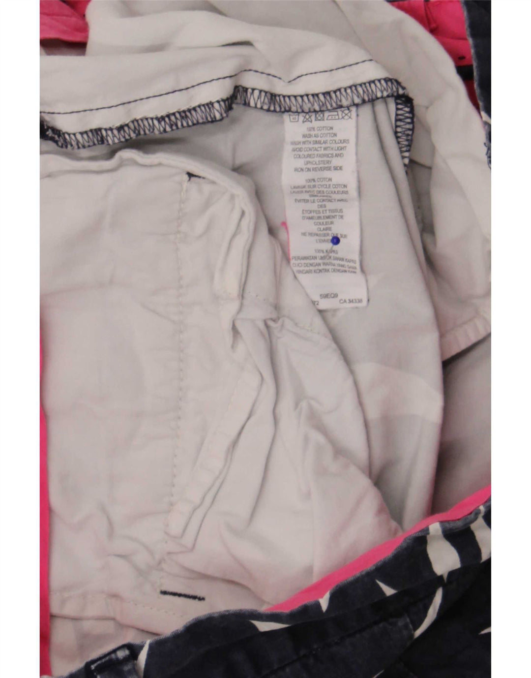 French Connection Mens Chino Shorts W30 Medium Blue Geometric Cotton