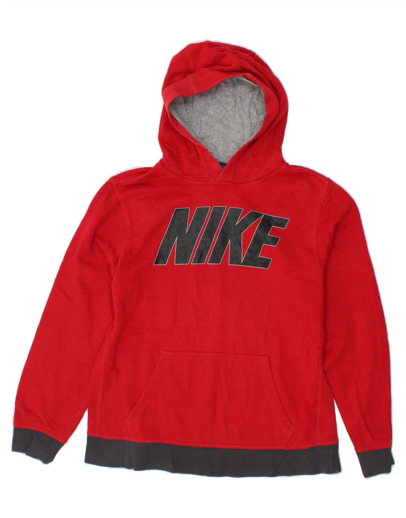 NIKE Boys Graphic Hoodie Jumper 13-14 Years XL Red Cotton | Vintage Nike | Thrift | Second-Hand Nike | Used Clothing | Messina Hembry 