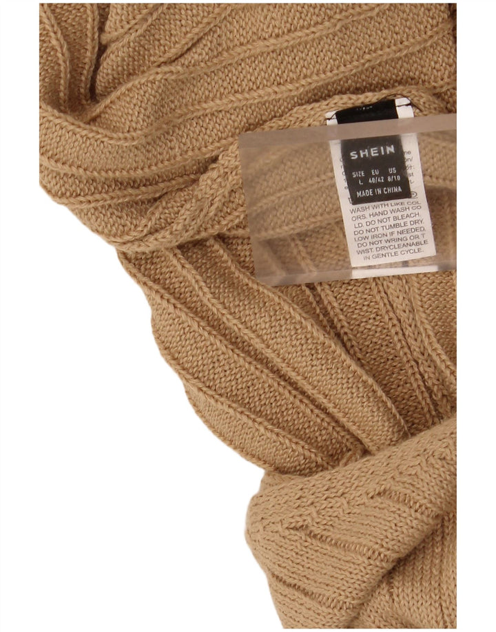 Shein Womens Knit Halter Dress UK 14 Large Beige Polyester