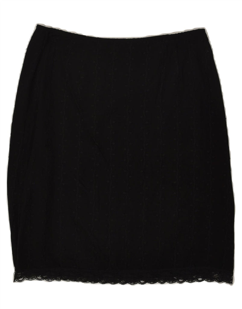 MOSCHINO Womens Pencil Skirt W30 Medium  Black Striped Viscose | Vintage Moschino | Thrift | Second-Hand Moschino | Used Clothing | Messina Hembry 