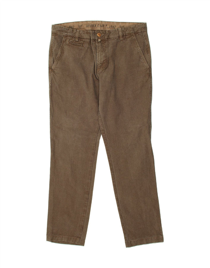 AVIREX Mens Slim Chino Trousers W36 L31  Brown Houndstooth Cotton Vintage Avirex and Second-Hand Avirex from Messina Hembry 