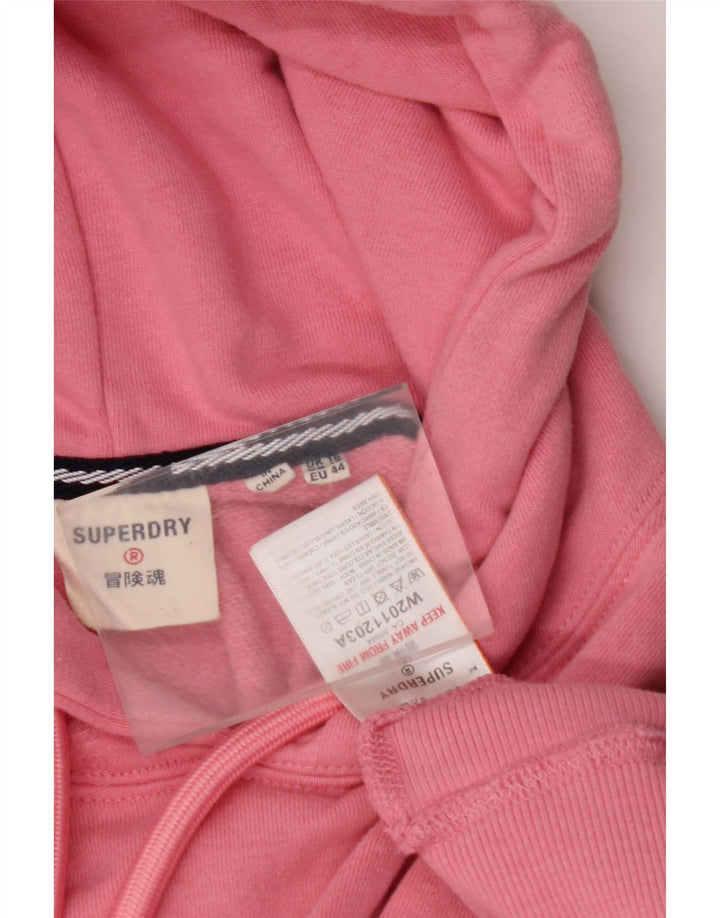SUPERDRY Womens Crop Graphic Oversized Hoodie Jumper UK 16 Large Pink