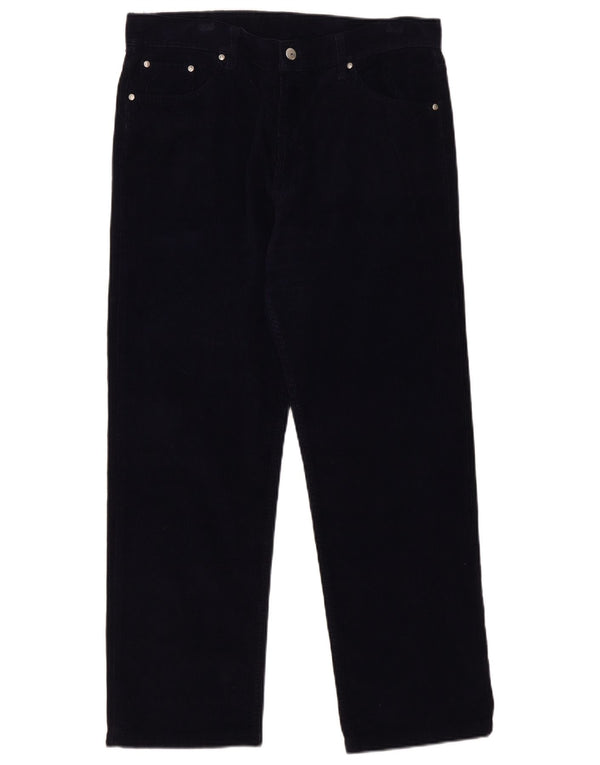 Carrera Mens Straight Corduroy Trousers W36 L29 Navy Blue Cotton