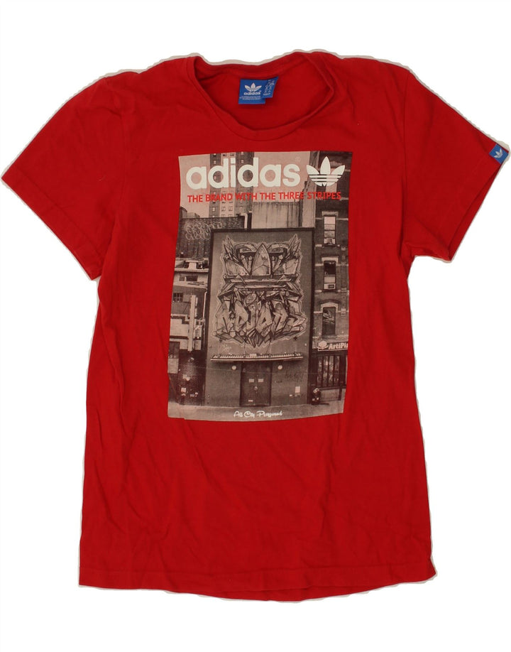 ADIDAS Mens Graphic T-Shirt Top XS Red Vintage Adidas and Second-Hand Adidas from Messina Hembry 