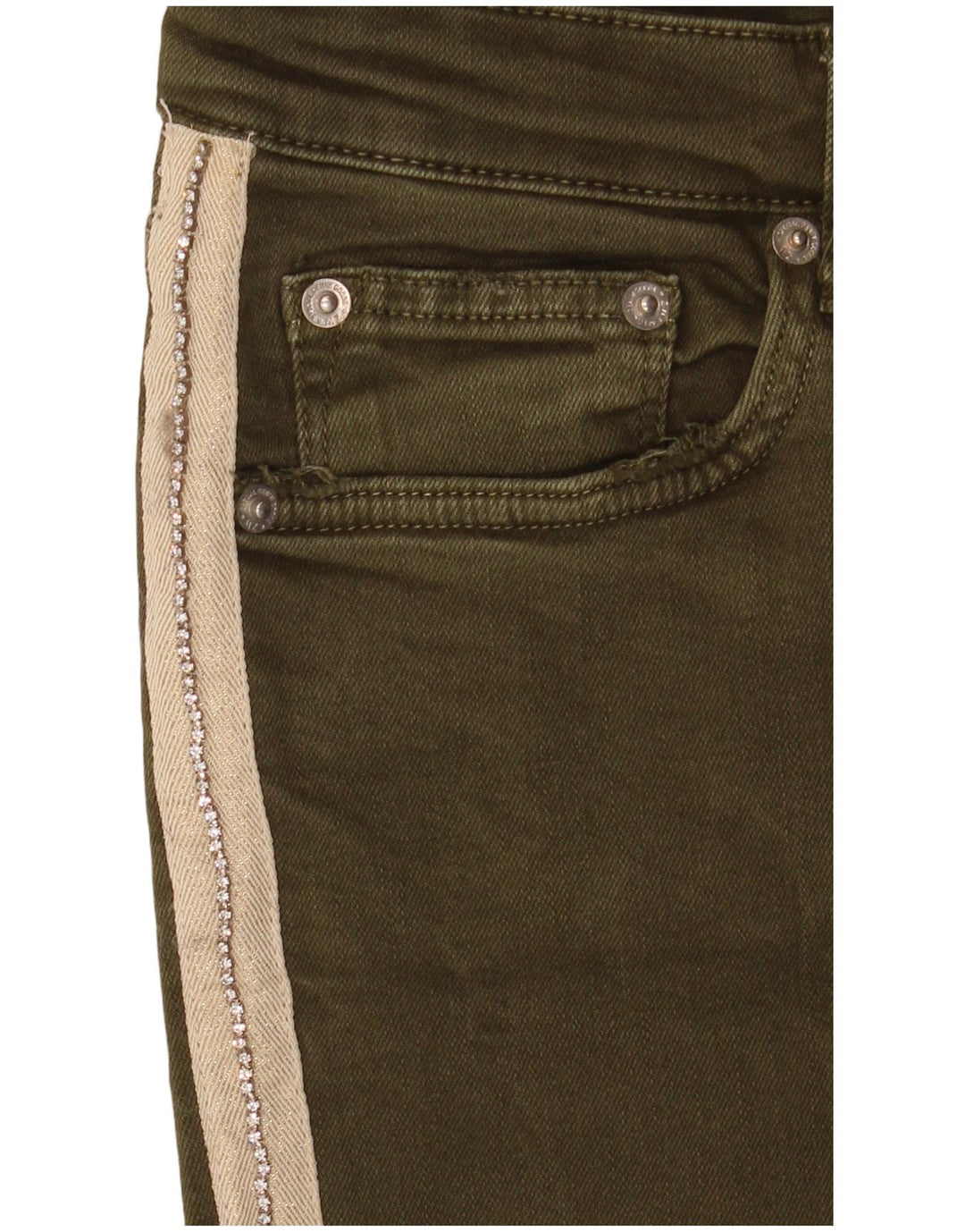 Zara Womens Slim Jeans EU 40 Medium W30 L27 Khaki Colourblock